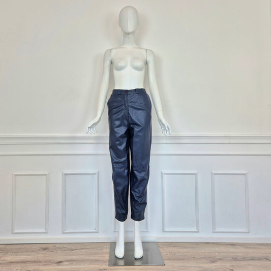 Pantaloni vintage pelle blu