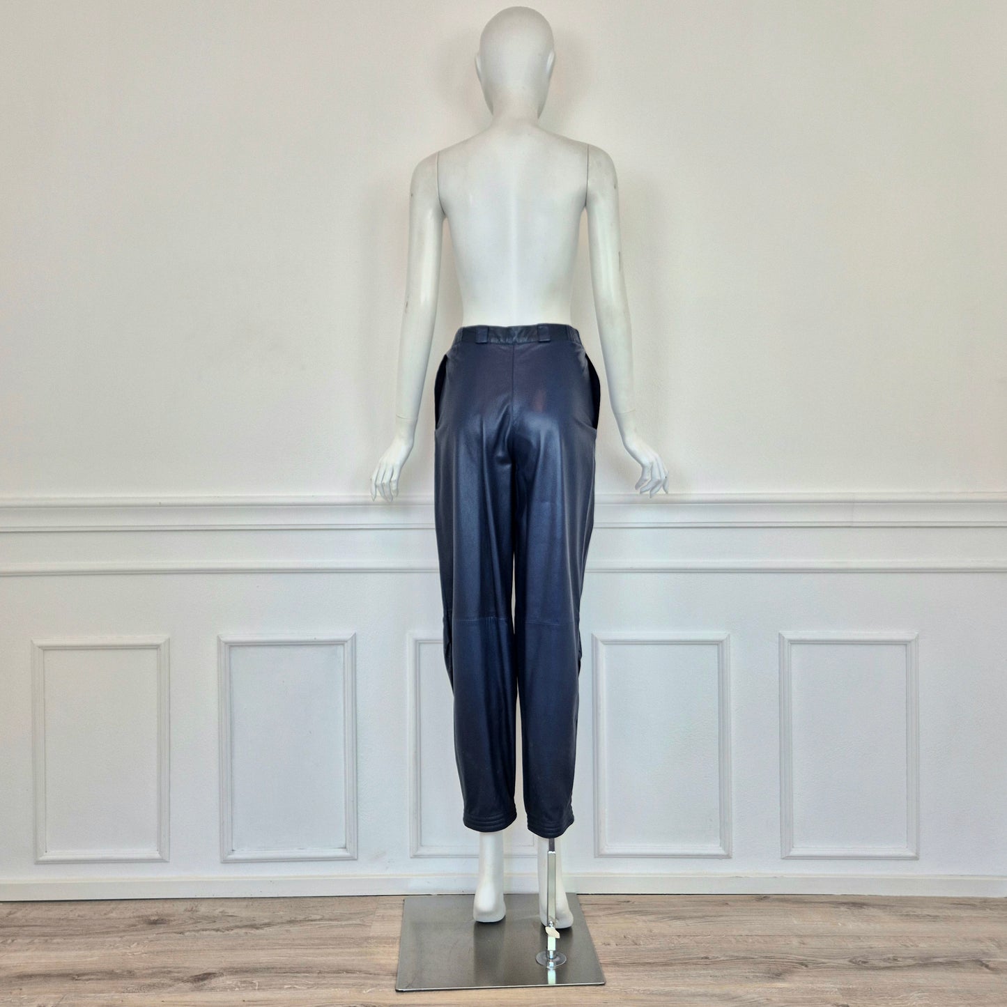 Pantaloni vintage pelle blu