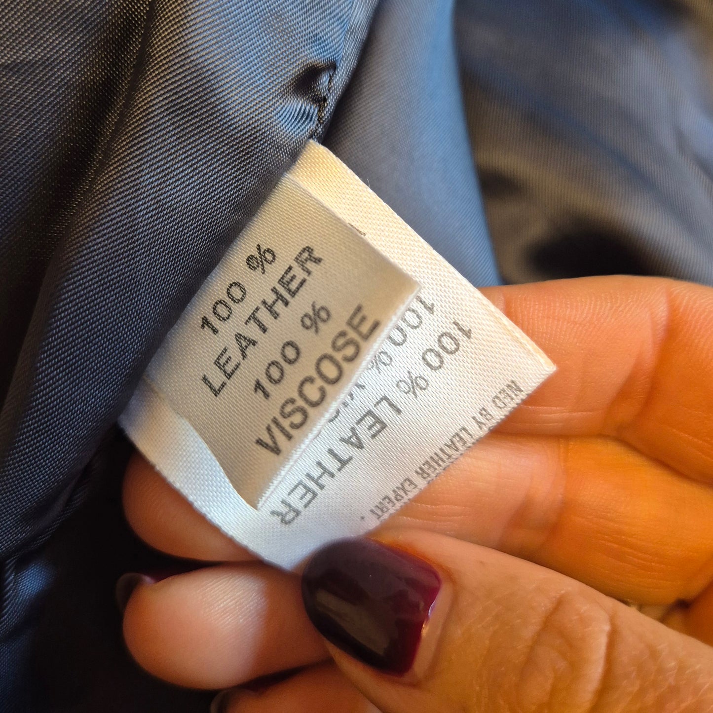 Pantaloni vintage pelle blu