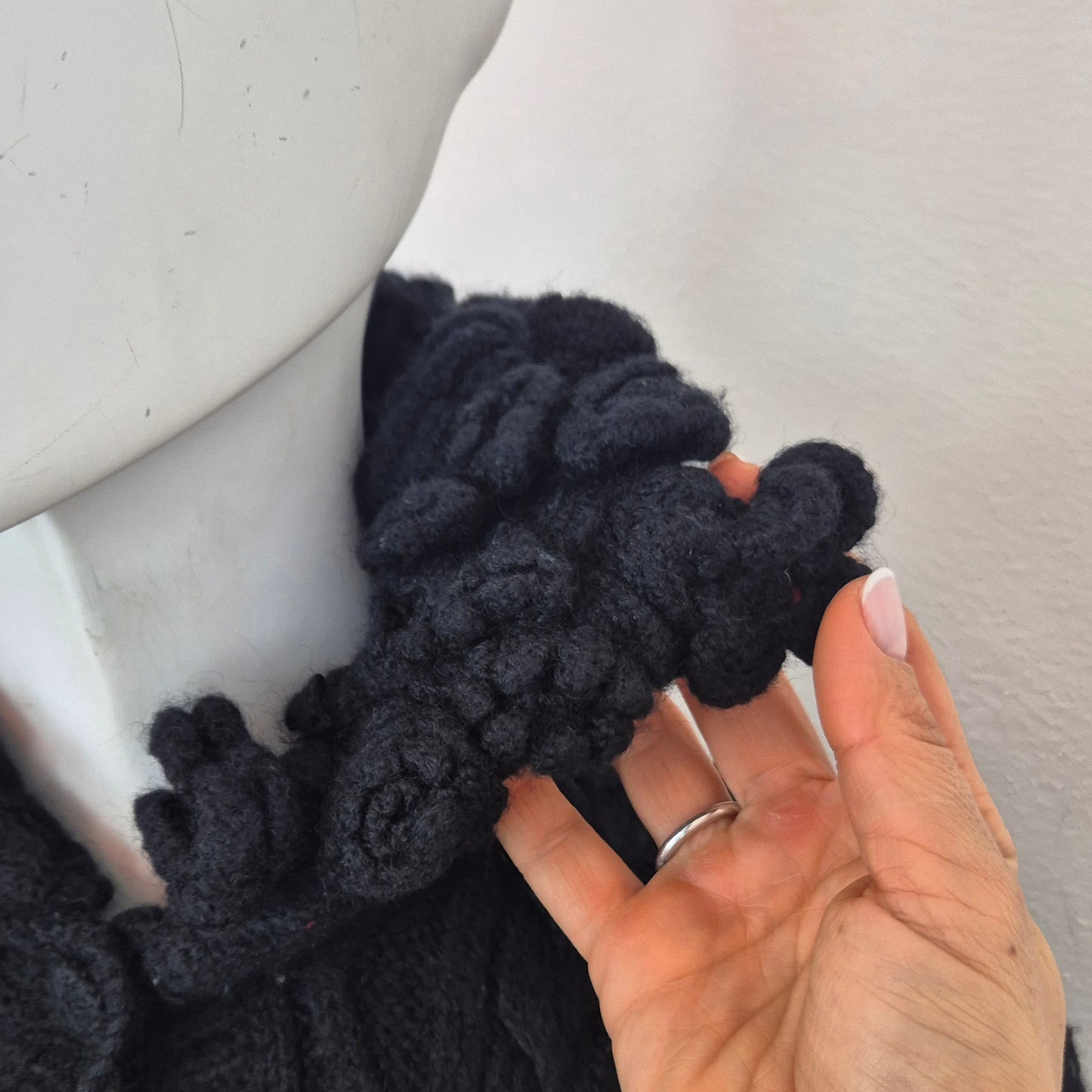 Moschino | Maxi Cardigan con fiori applicati su collo e polsi