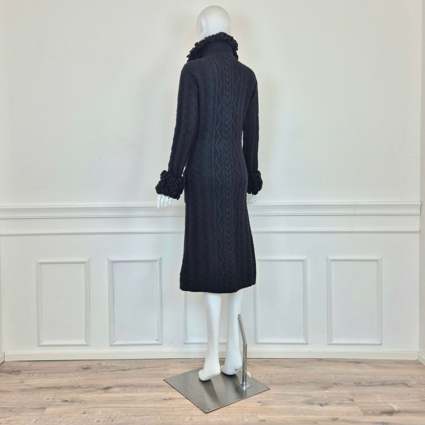 Moschino | Maxi Cardigan con fiori applicati su collo e polsi