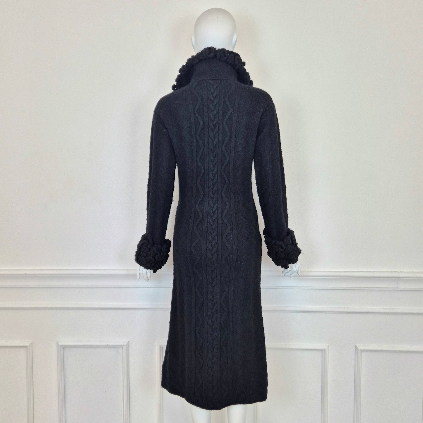 Moschino | Maxi Cardigan con fiori applicati su collo e polsi