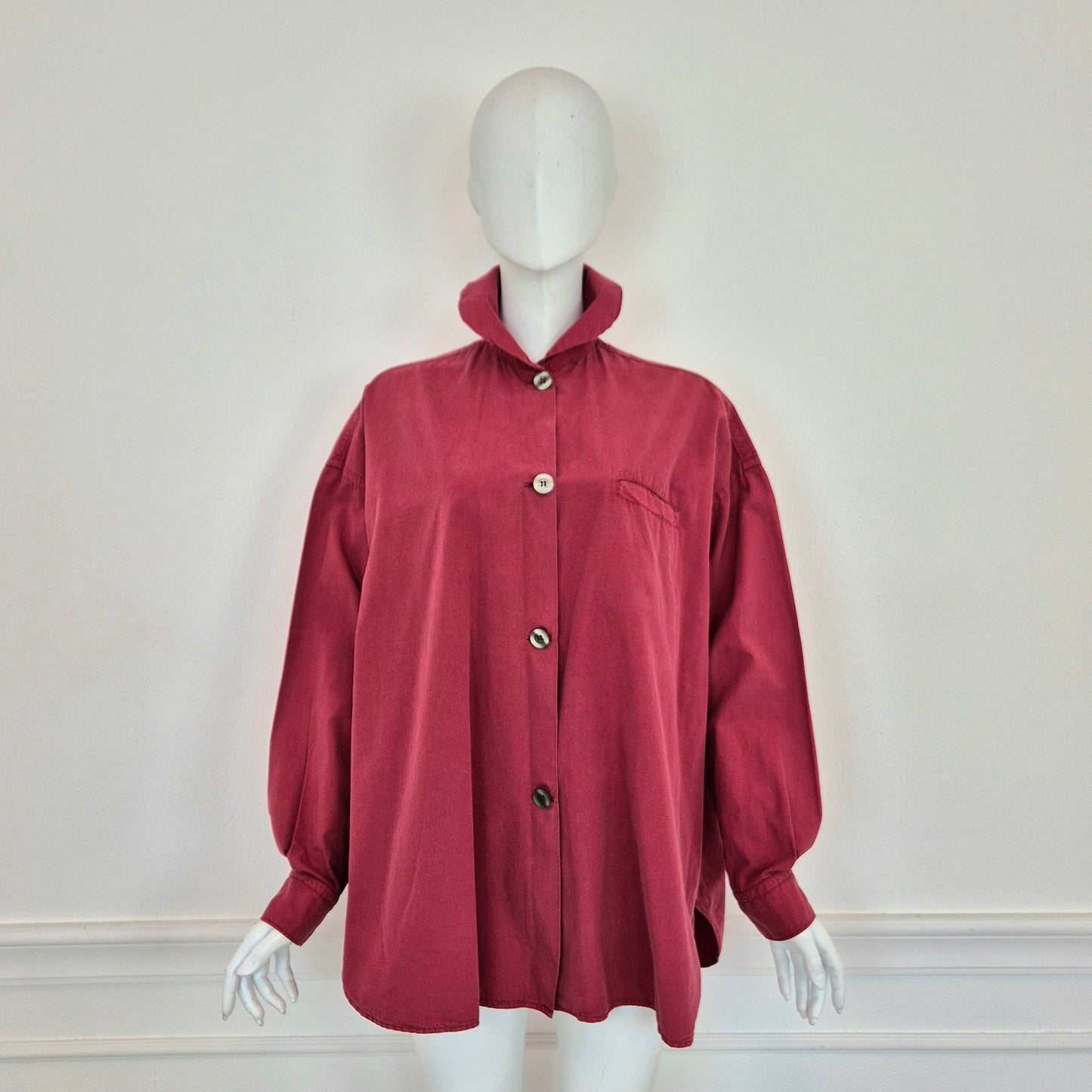 Romeo Gigli | Camicia rosso ciliegia colletto rotondo