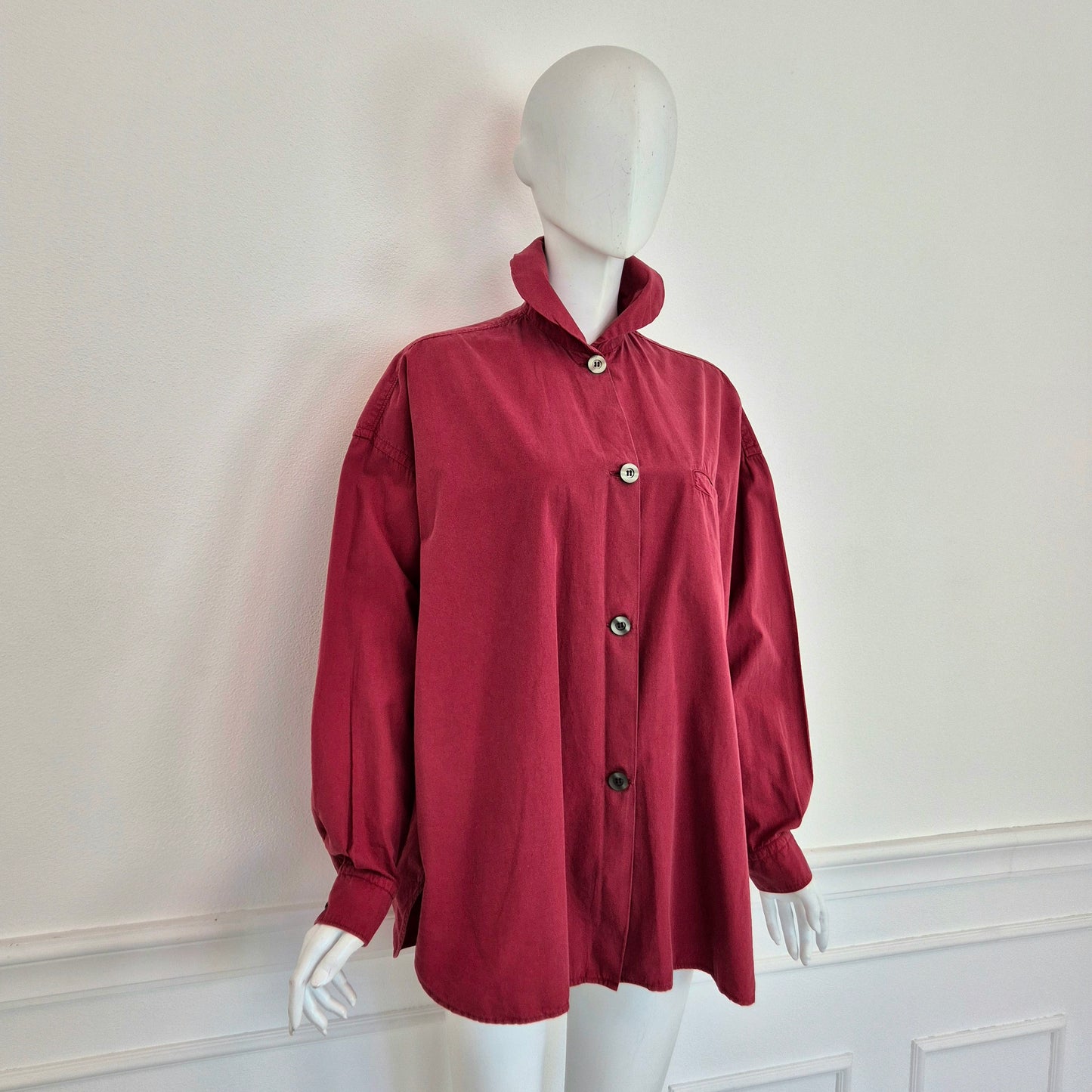 Romeo Gigli | Camicia rosso ciliegia colletto rotondo