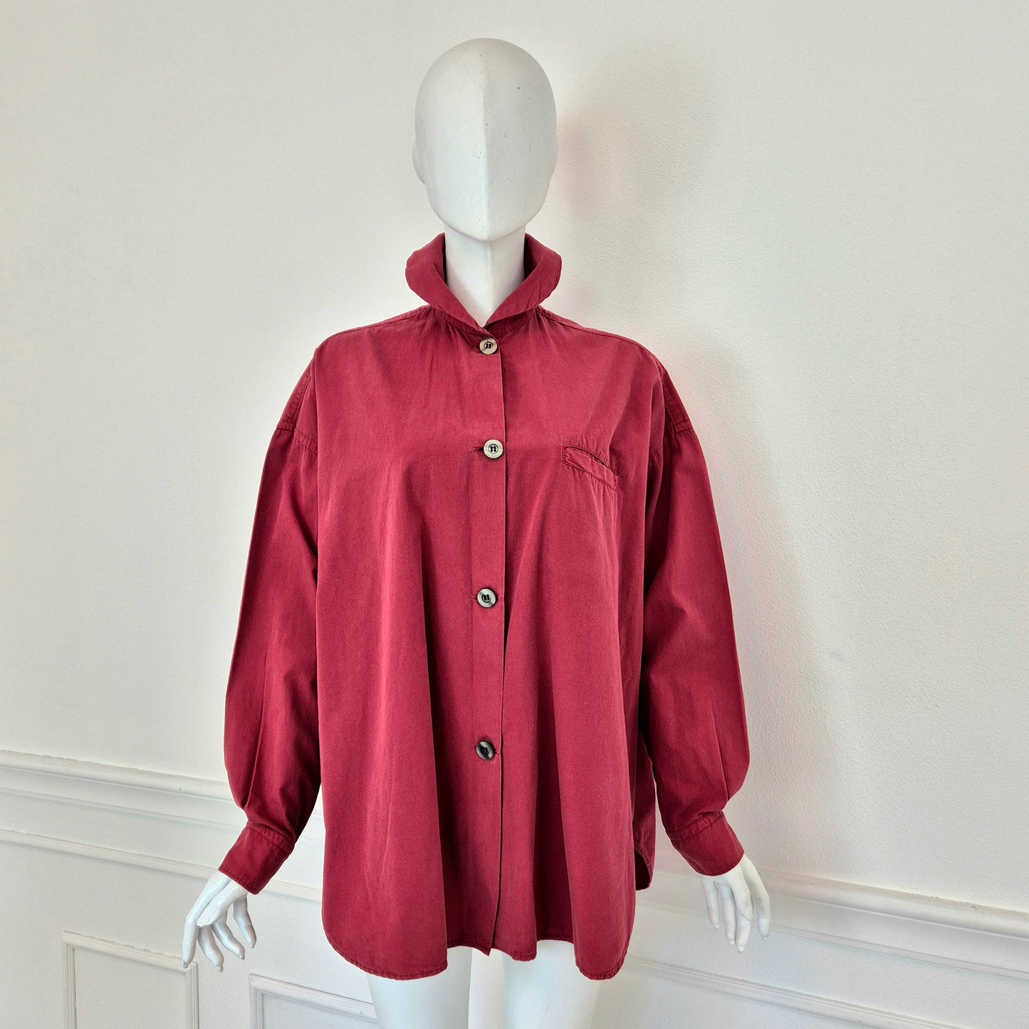 Romeo Gigli | Camicia rosso ciliegia colletto rotondo