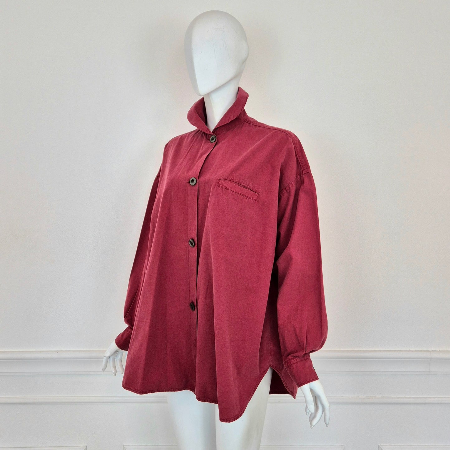 Romeo Gigli | Camicia rosso ciliegia colletto rotondo