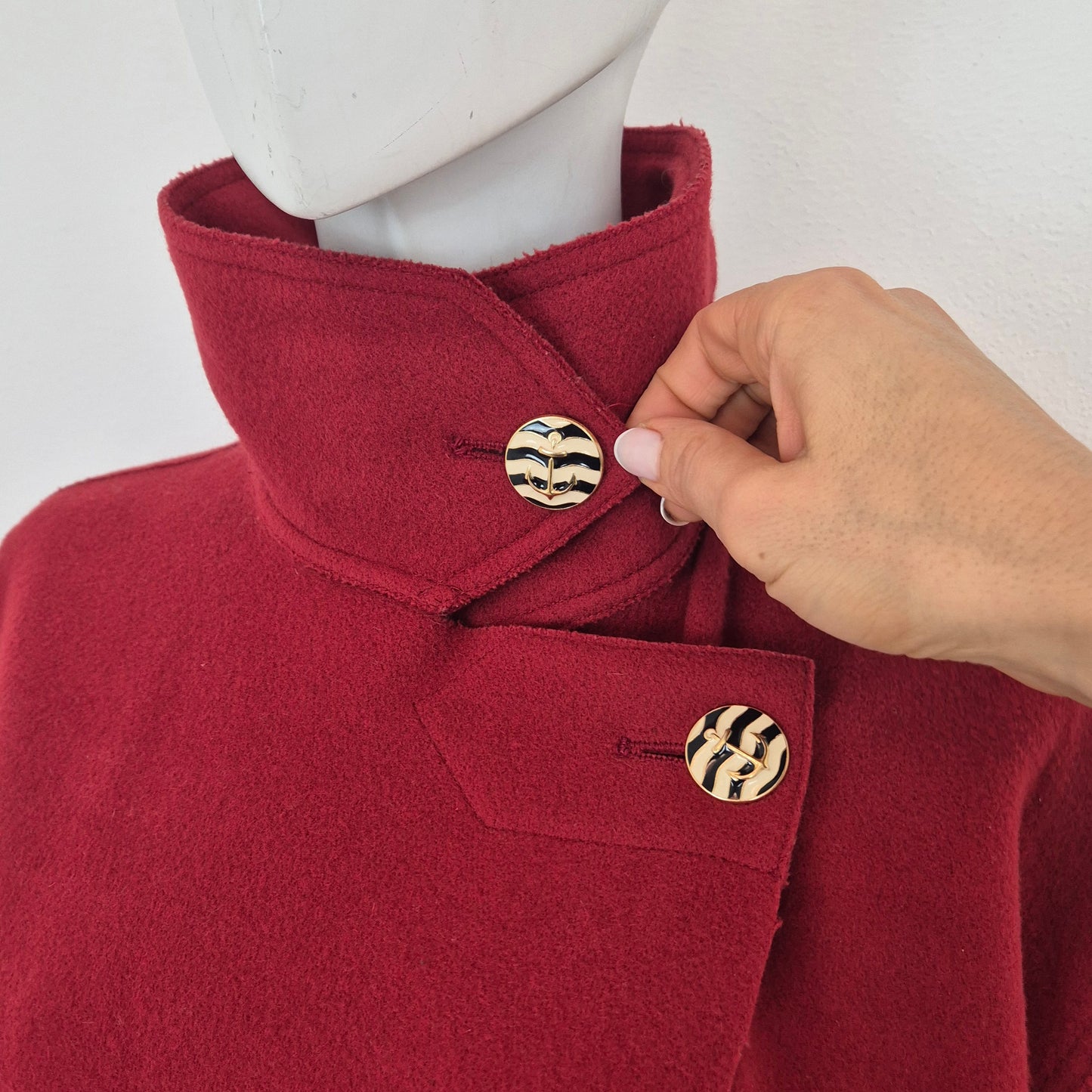 Sportmax | Cappottino sfoderato borgogna bottoni ancora