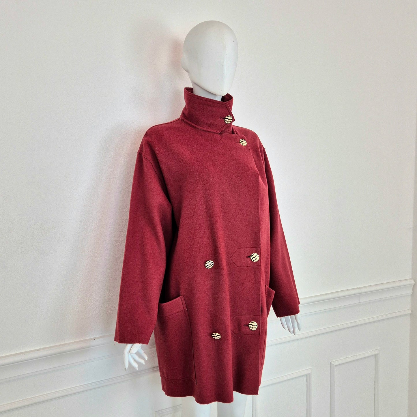 Sportmax | Cappottino sfoderato borgogna bottoni ancora