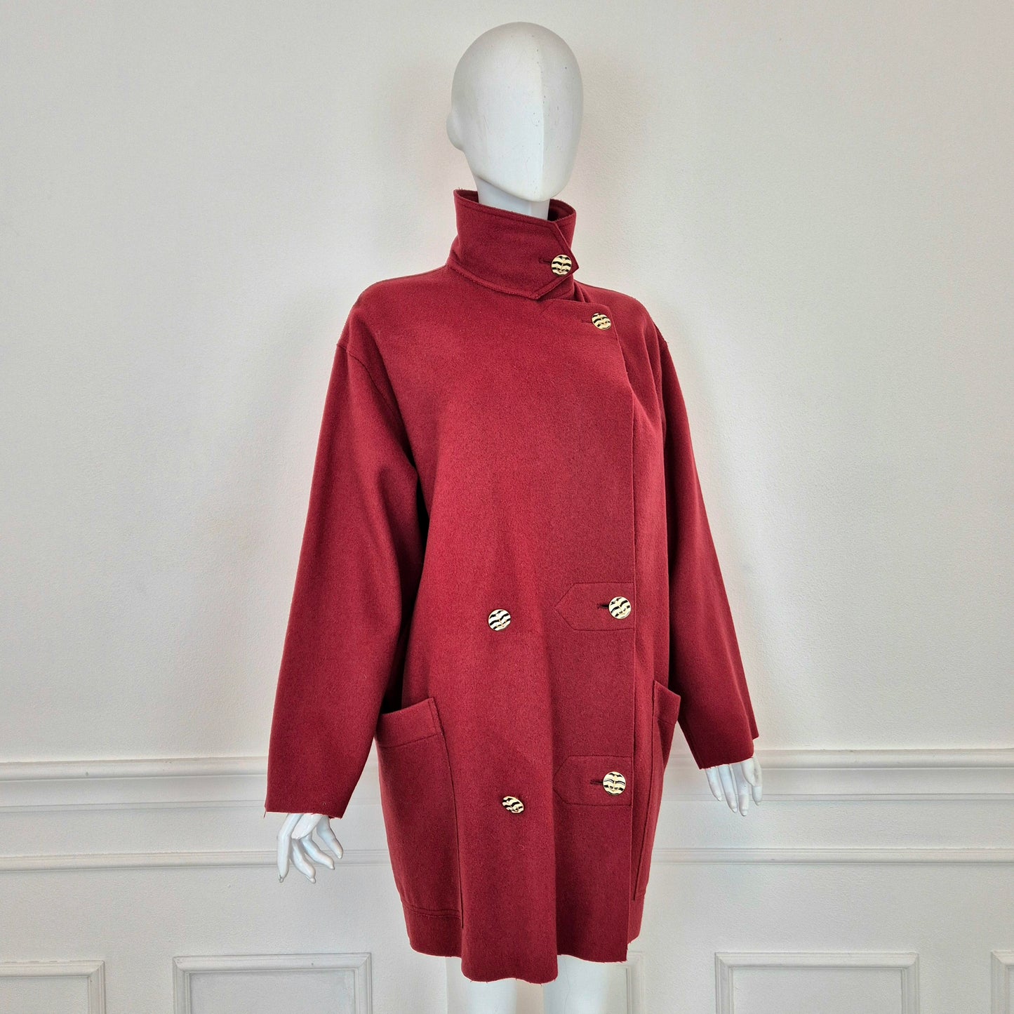 Sportmax | Cappottino sfoderato borgogna bottoni ancora