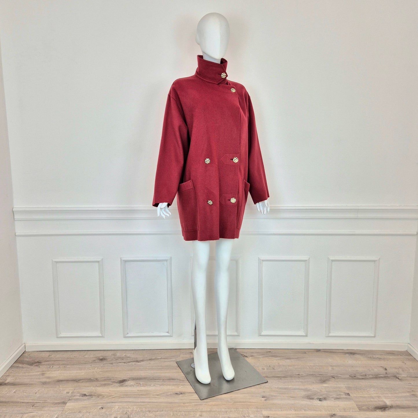 Sportmax | Cappottino sfoderato borgogna bottoni ancora