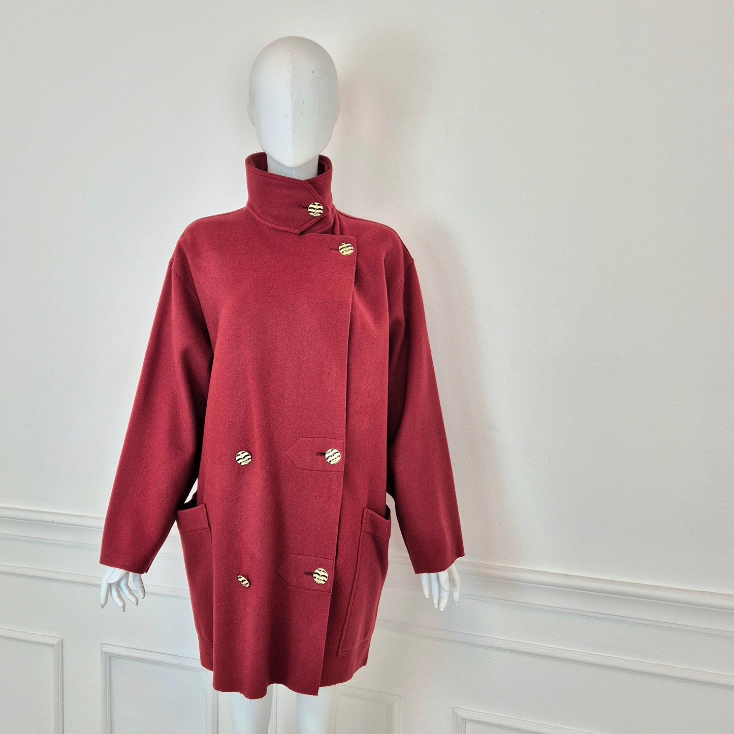 Sportmax | Cappottino sfoderato borgogna bottoni ancora