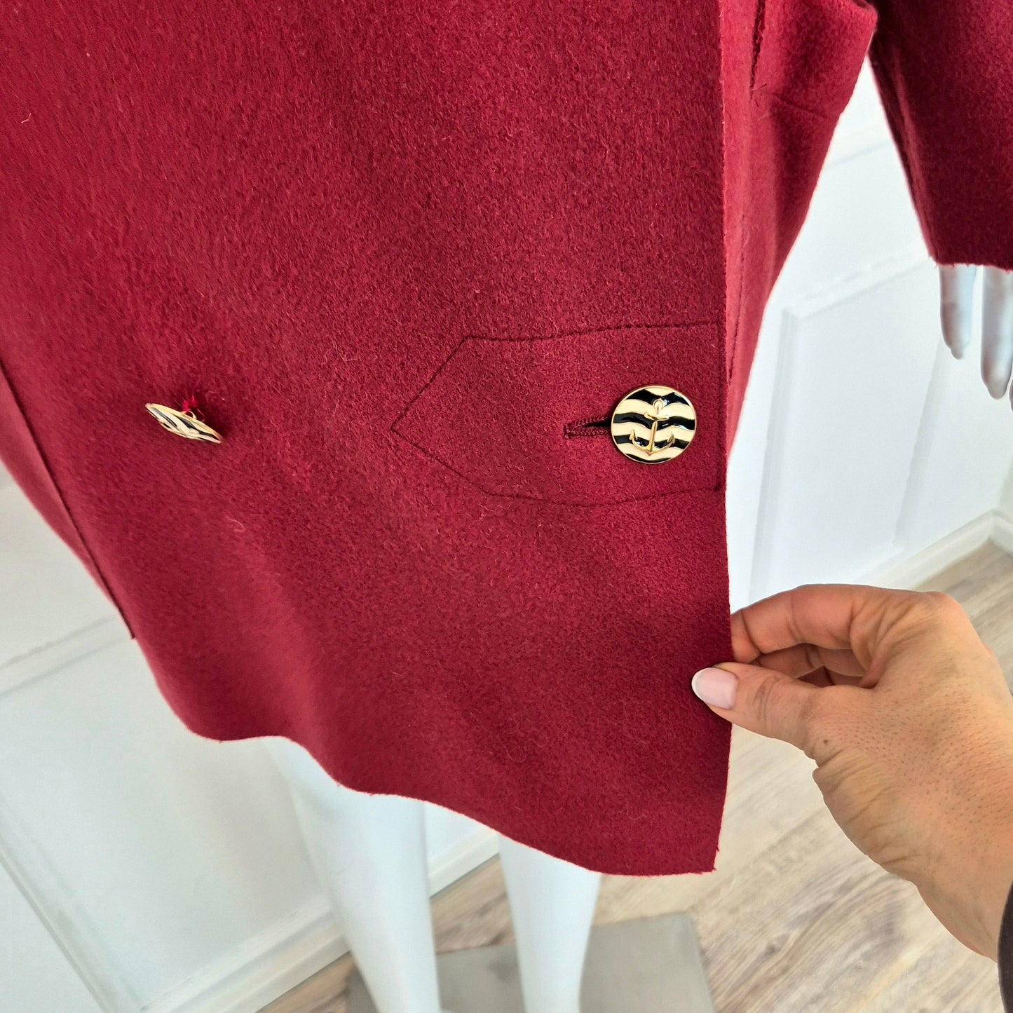 Sportmax | Cappottino sfoderato borgogna bottoni ancora