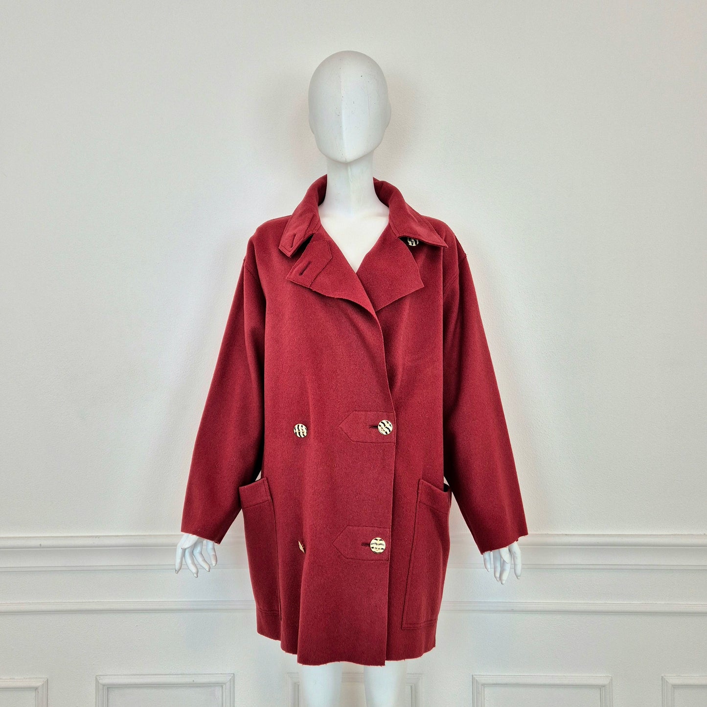 Sportmax | Cappottino sfoderato borgogna bottoni ancora