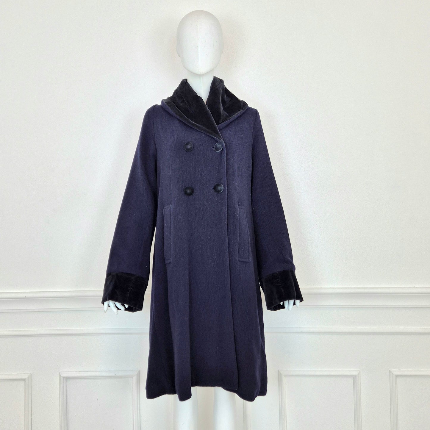 Romeo Gigli | Cappotto blu dettagli velluto