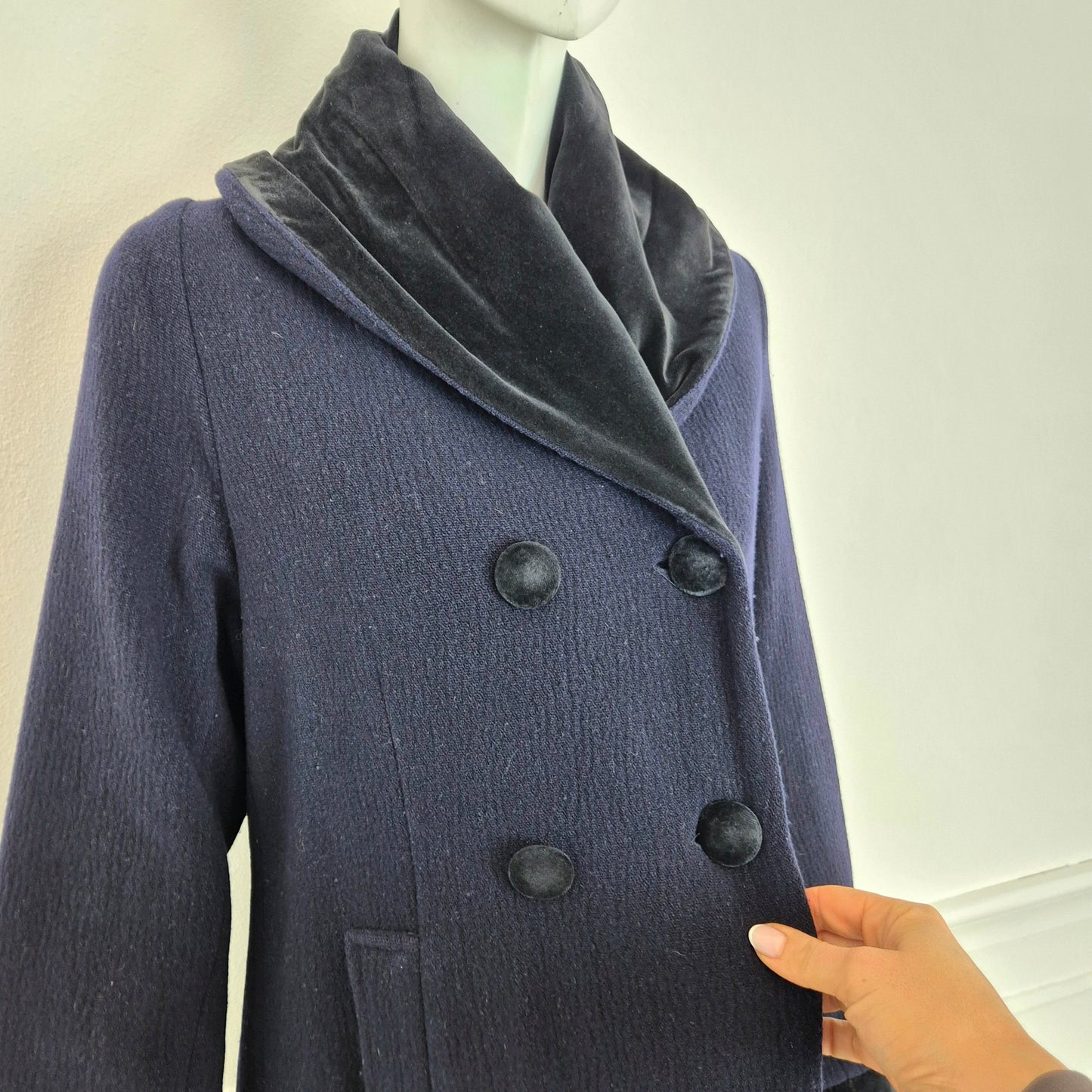 Romeo Gigli | Cappotto blu dettagli velluto
