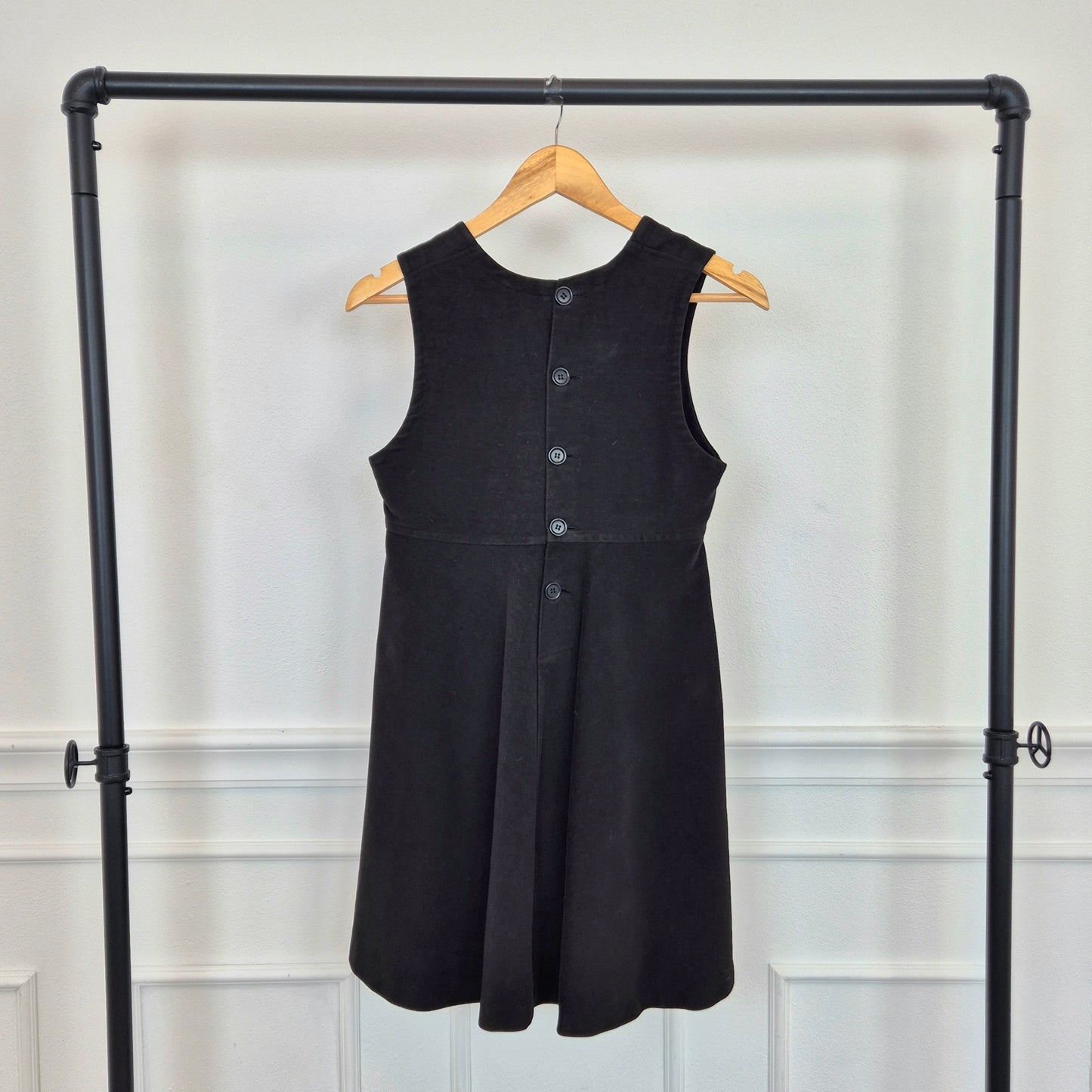 Romeo Gigli | Abito scamiciato velluto nero con bottoni sul retro