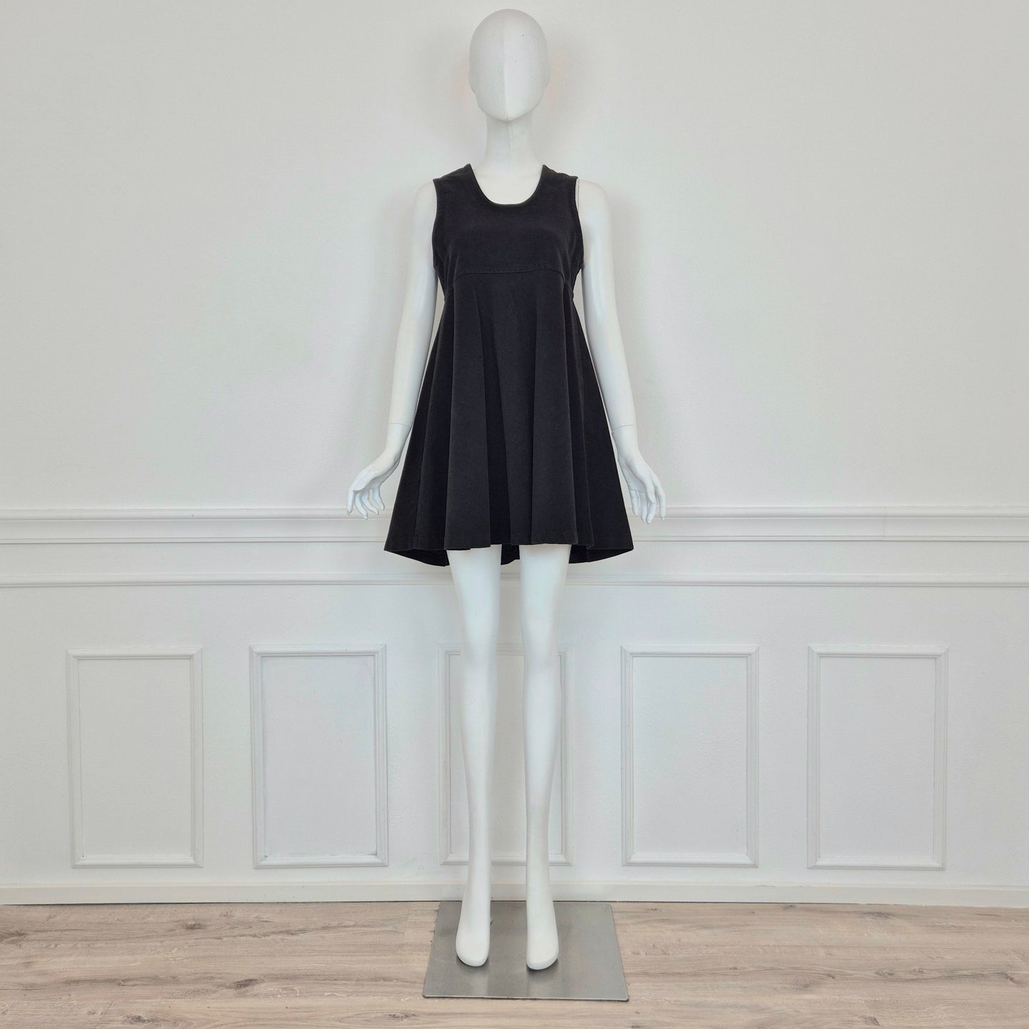 Romeo Gigli | Abito scamiciato velluto nero con bottoni sul retro