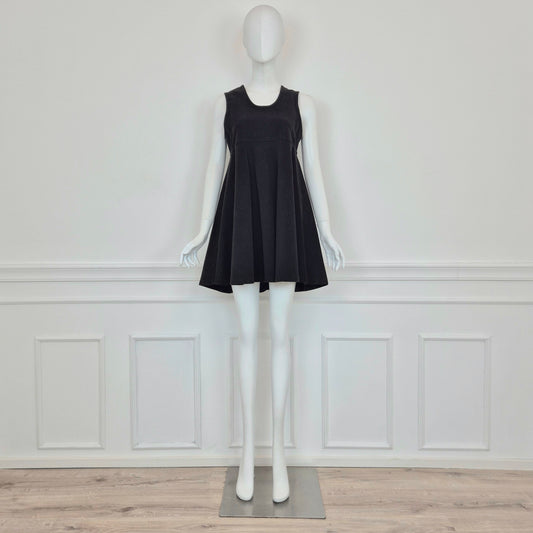 Romeo Gigli | Abito scamiciato velluto nero con bottoni sul retro