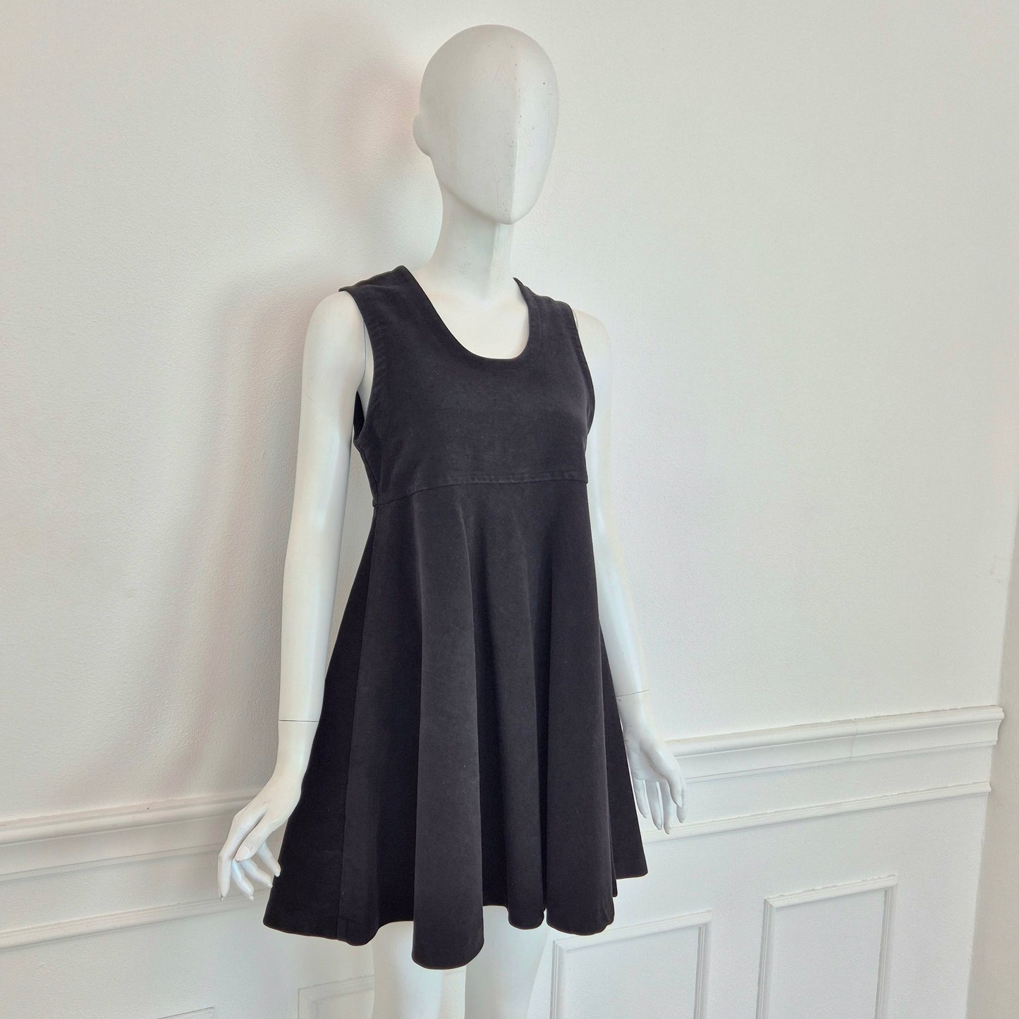 Romeo Gigli | Abito scamiciato velluto nero con bottoni sul retro