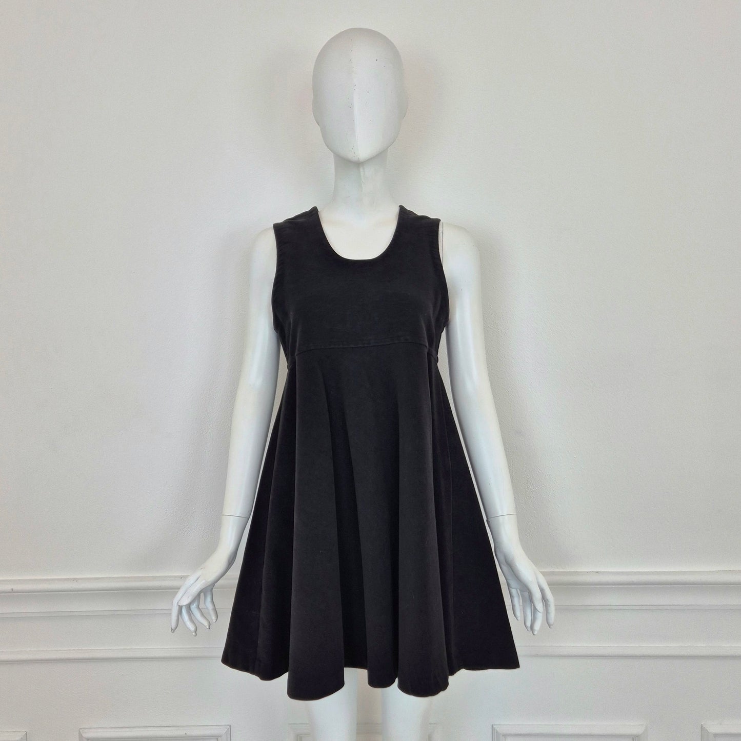 Romeo Gigli | Abito scamiciato velluto nero con bottoni sul retro