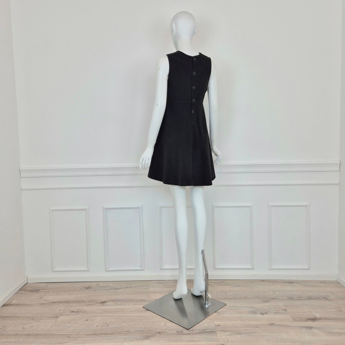 Romeo Gigli | Abito scamiciato velluto nero con bottoni sul retro