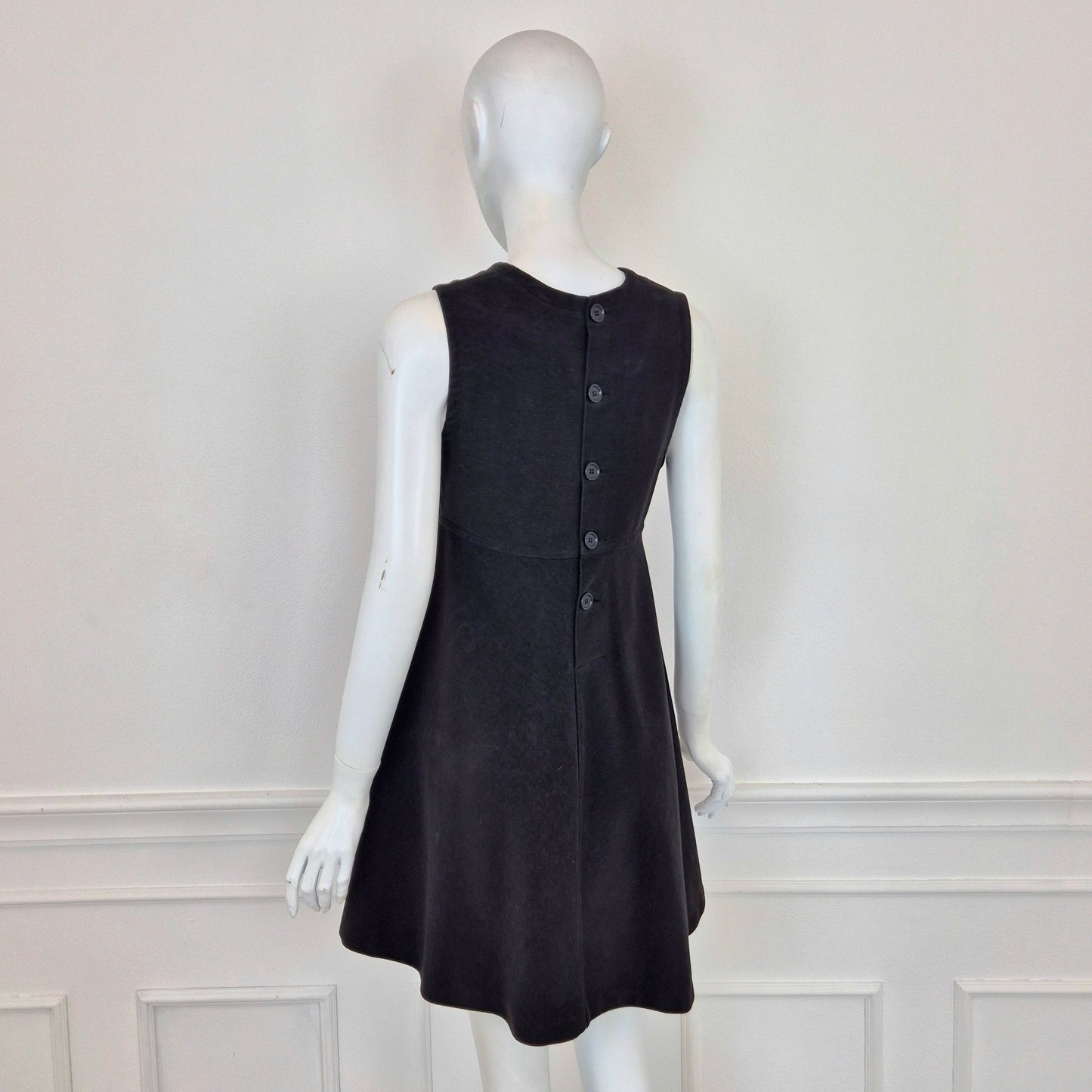 Romeo Gigli | Abito scamiciato velluto nero con bottoni sul retro