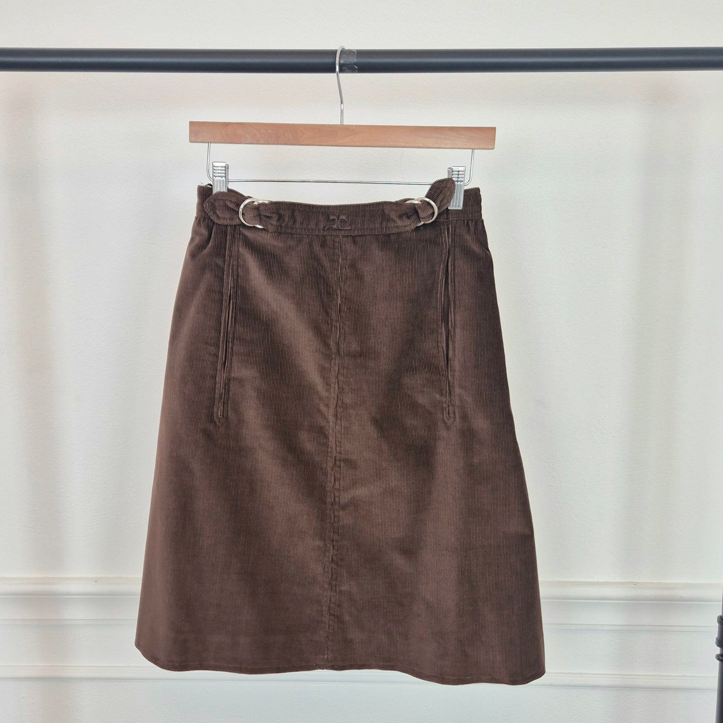 Courrēges | Gonna vintage velluto a righe marrone