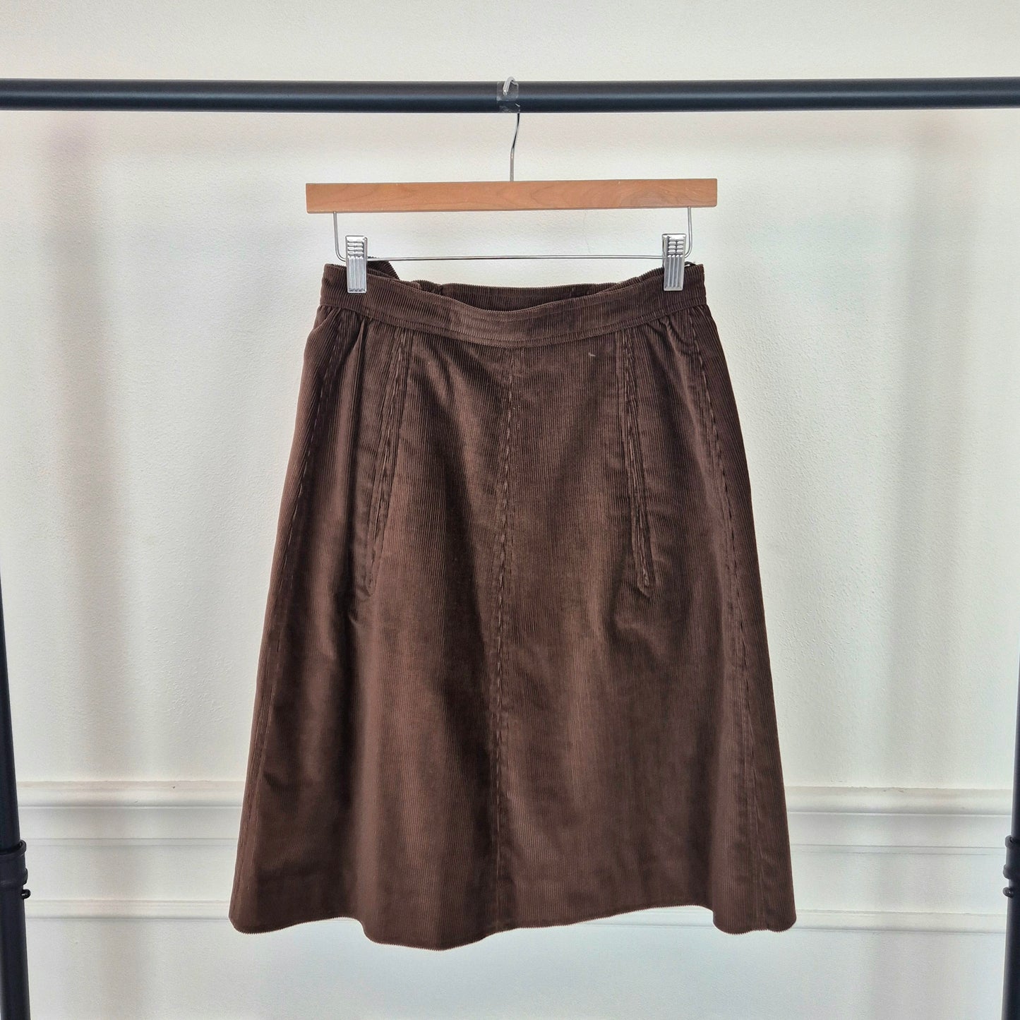 Courrēges | Gonna vintage velluto a righe marrone