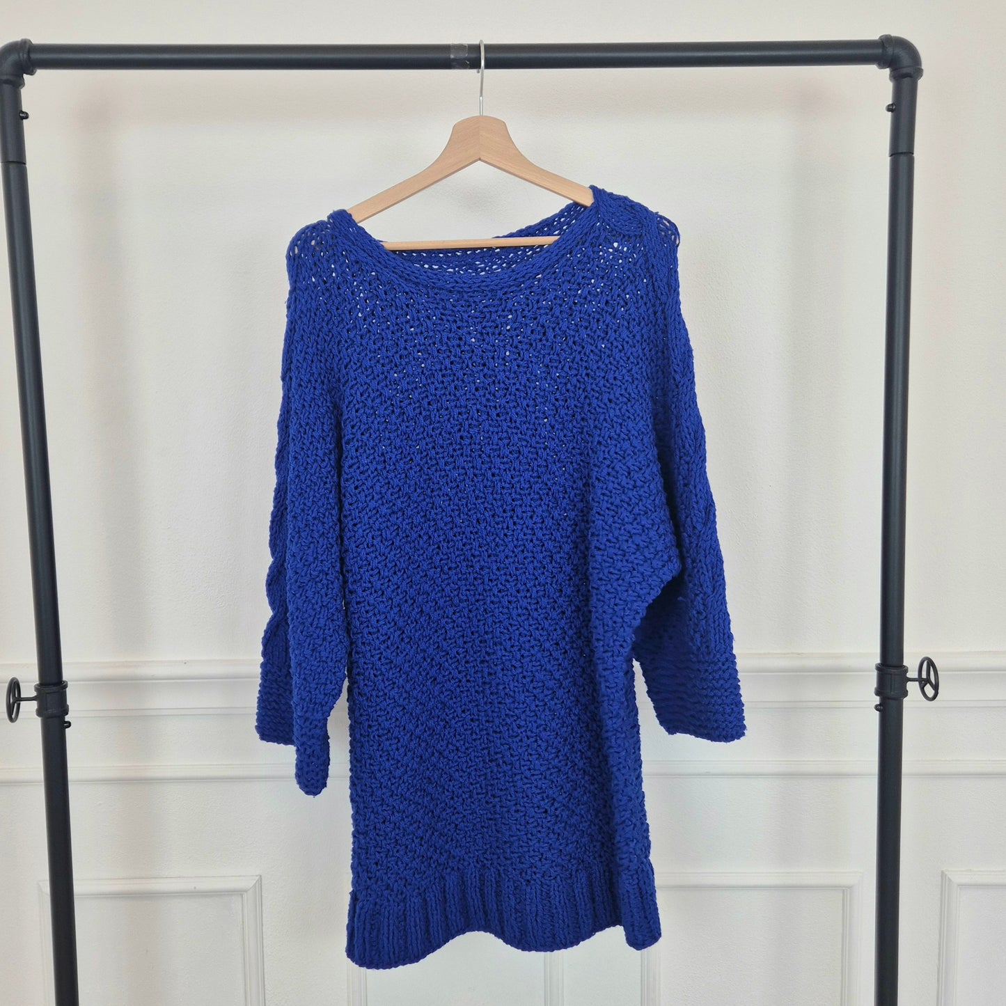 Maxi maglione / abito handmade maglia blu