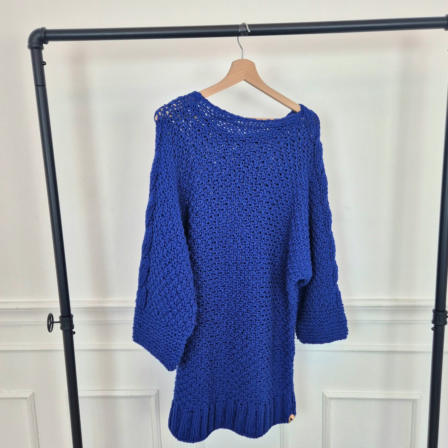 Maxi maglione / abito handmade maglia blu