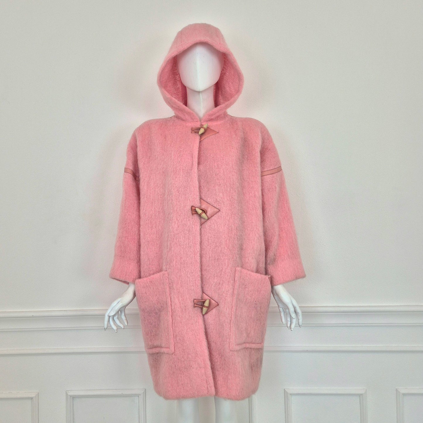 Courreges | Montgomery vintage rosa lana e pelle