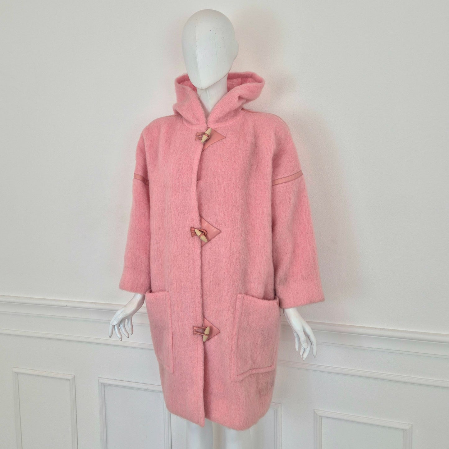 Courreges | Montgomery vintage rosa lana e pelle