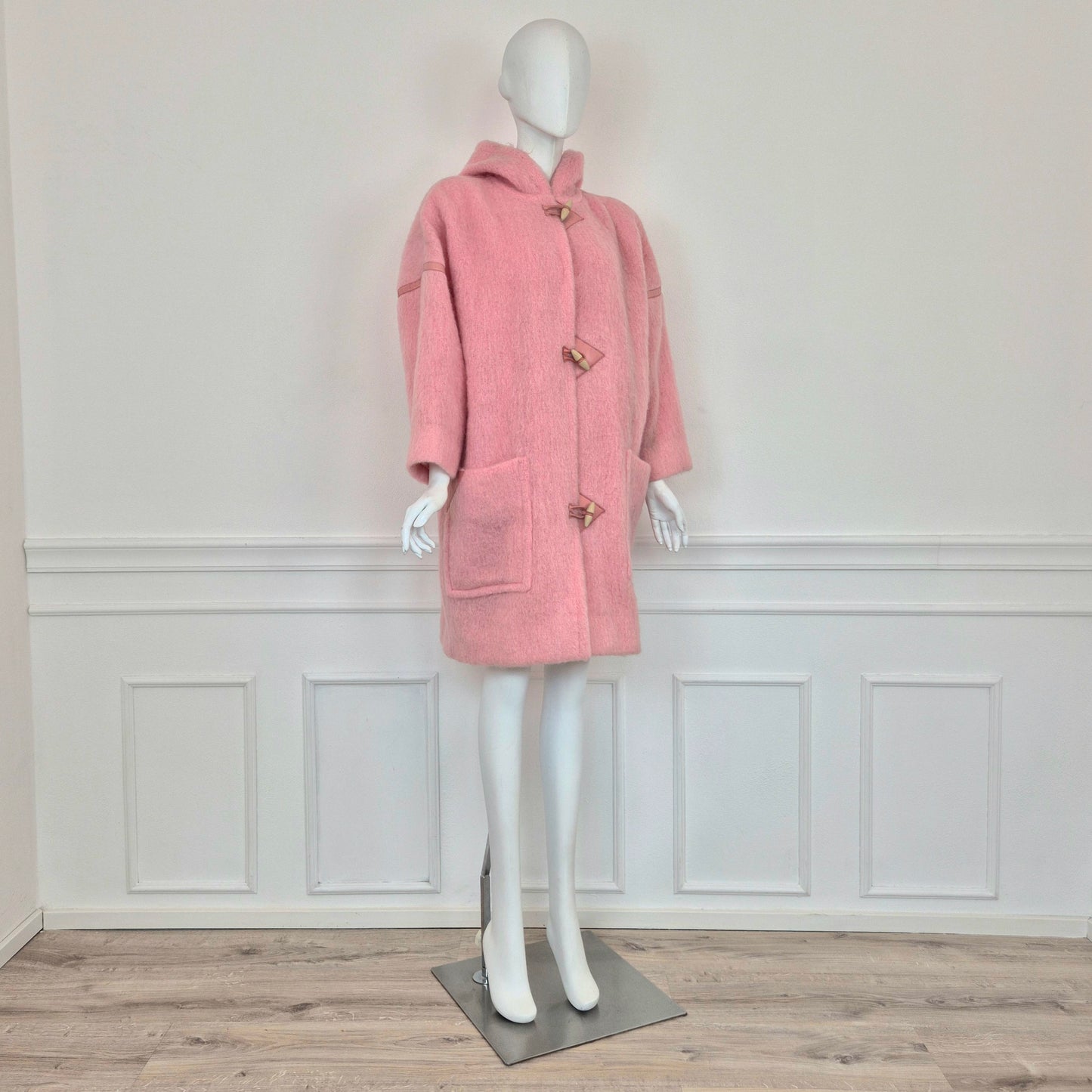 Courreges | Montgomery vintage rosa lana e pelle