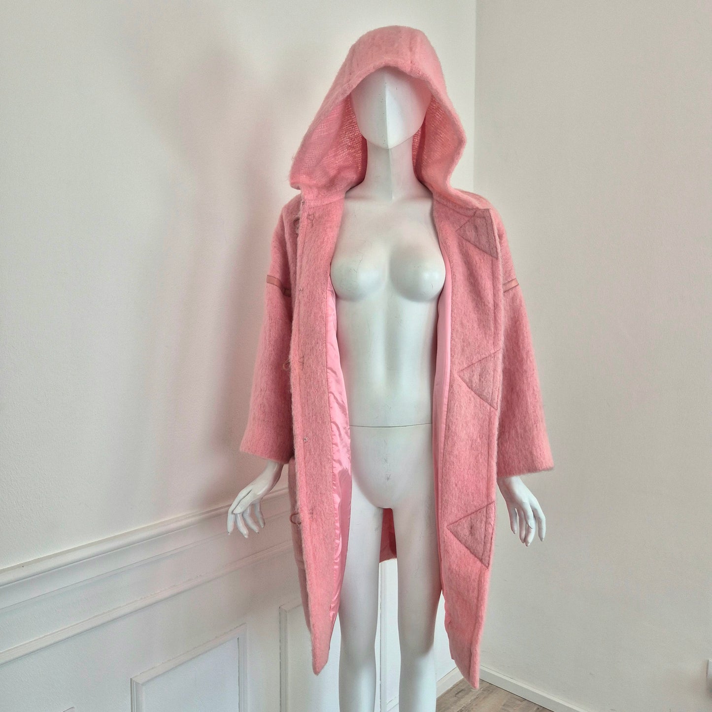 Courreges | Montgomery vintage rosa lana e pelle