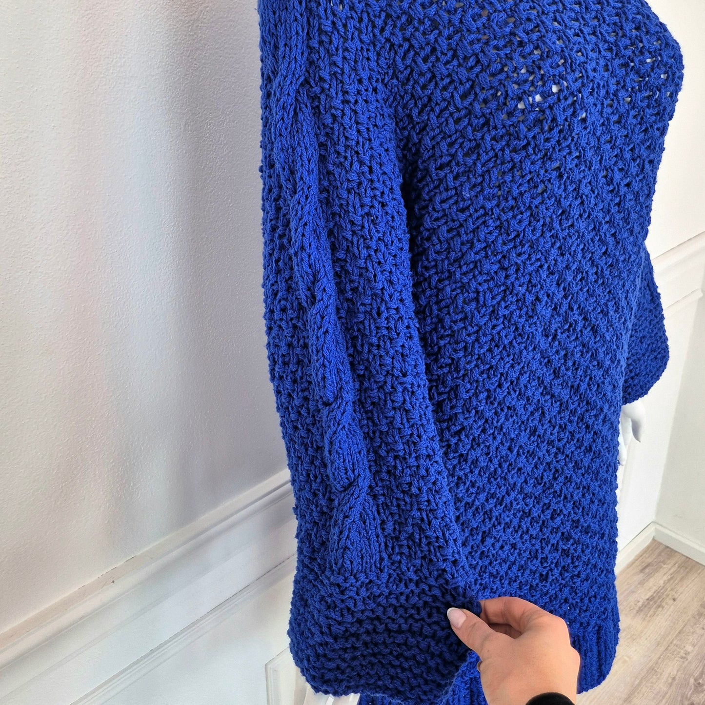 Maxi maglione / abito handmade maglia blu