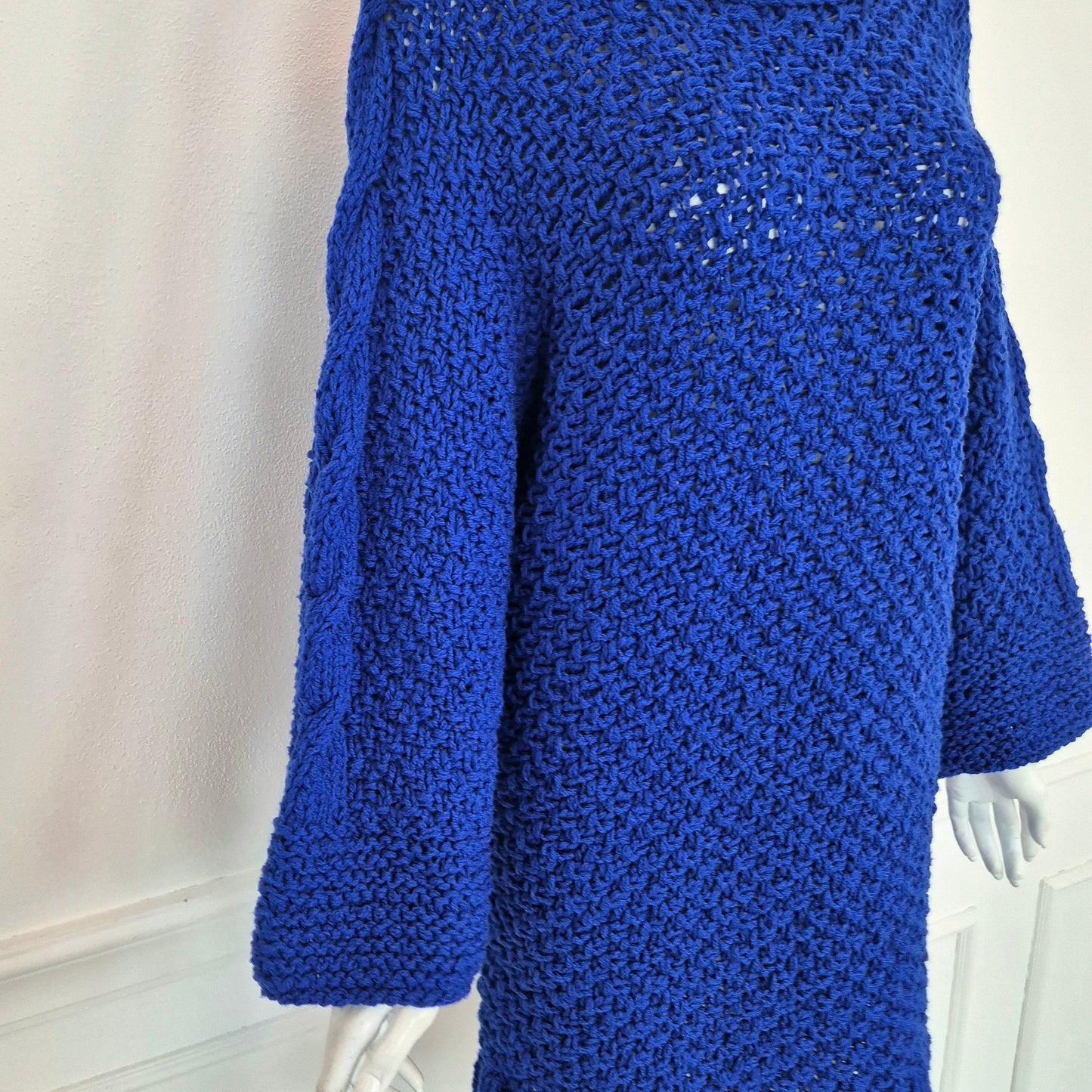Maxi maglione / abito handmade maglia blu