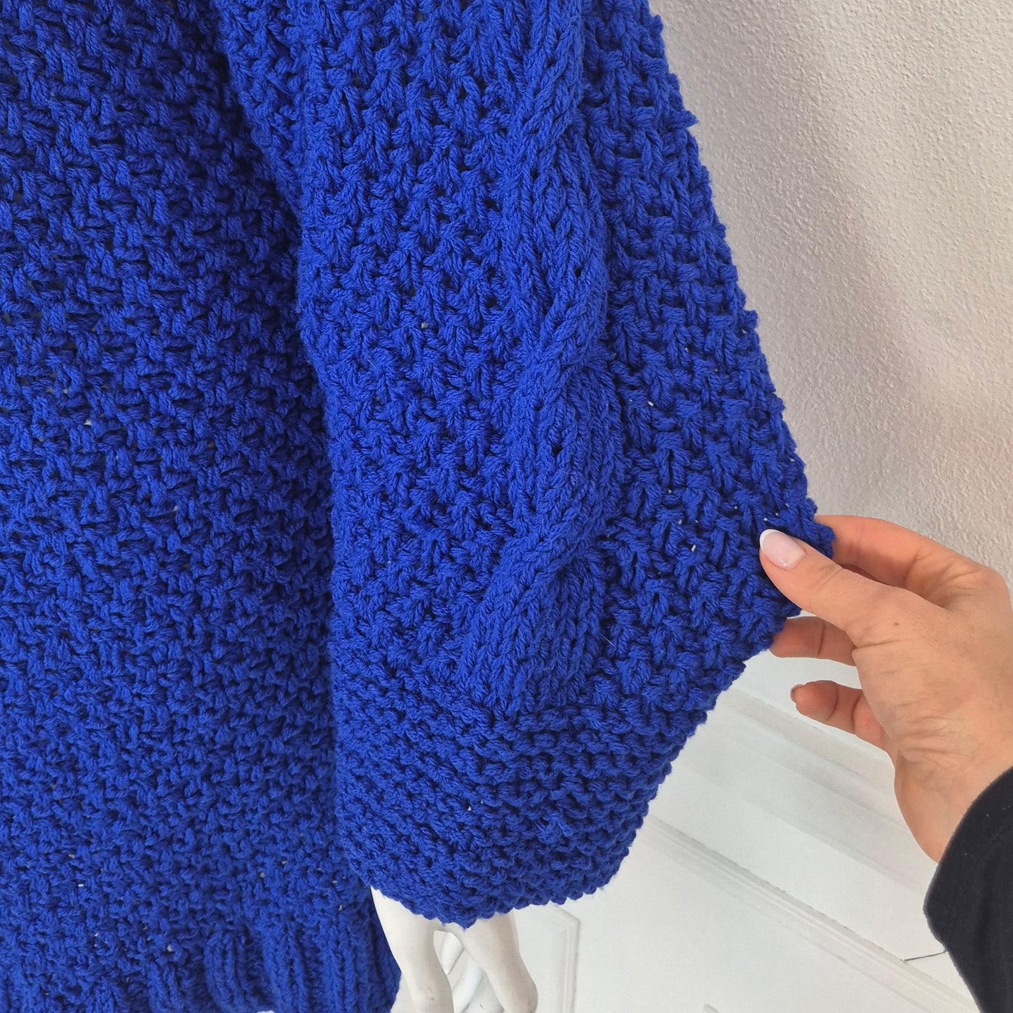 Maxi maglione / abito handmade maglia blu