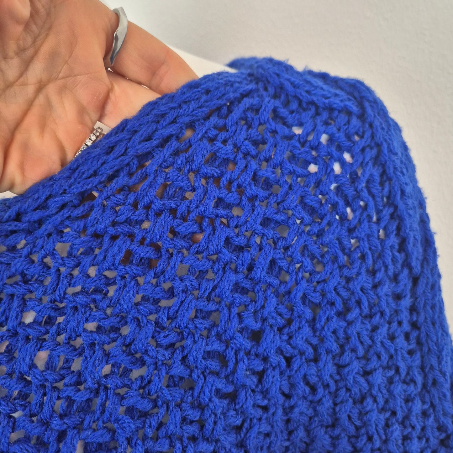 Maxi maglione / abito handmade maglia blu