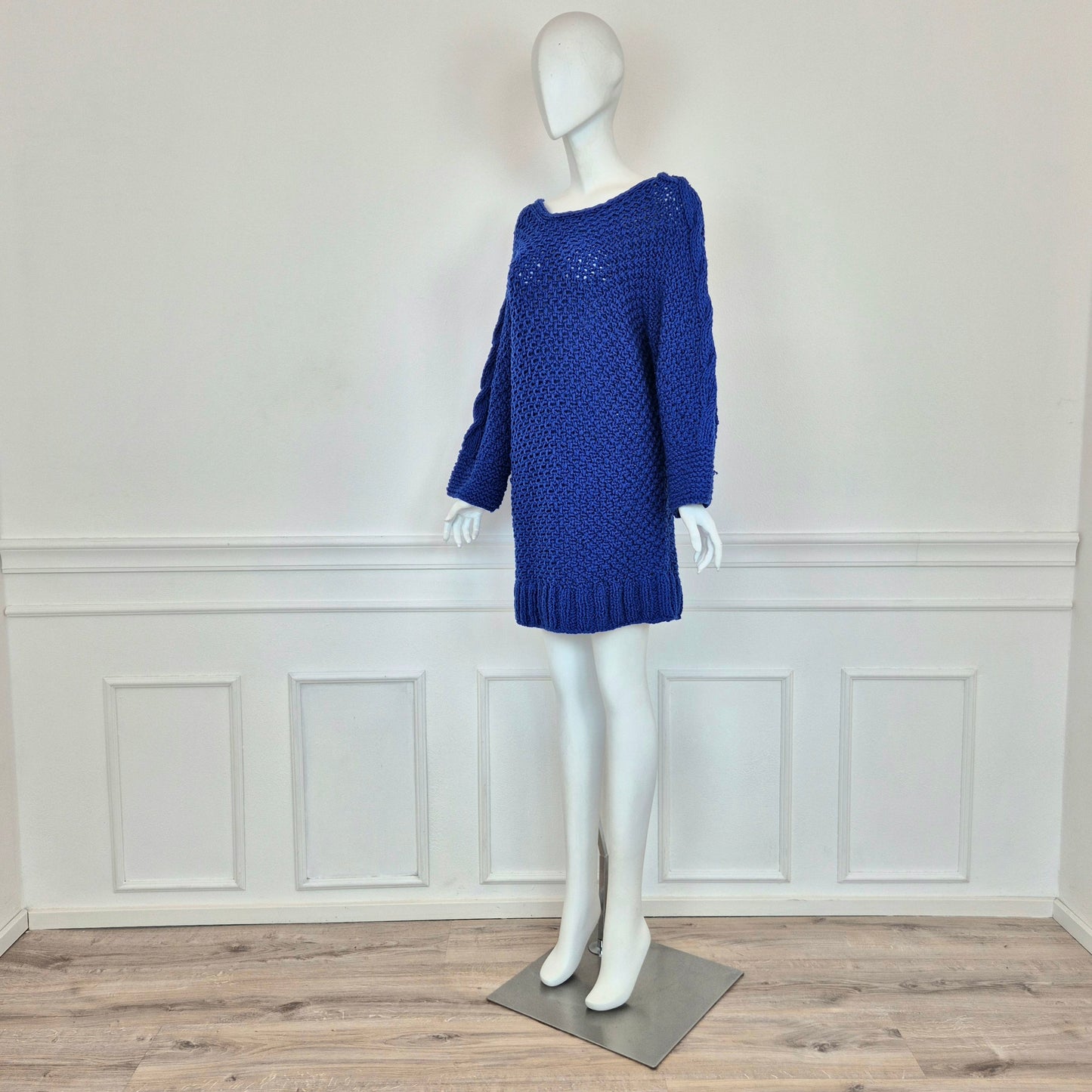 Maxi maglione / abito handmade maglia blu