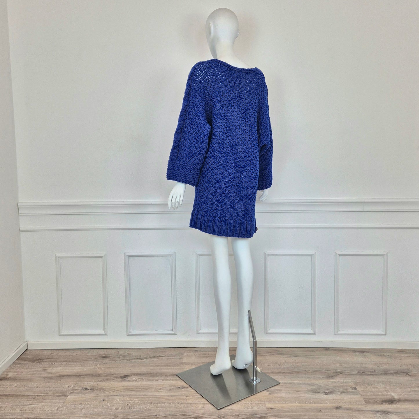 Maxi maglione / abito handmade maglia blu