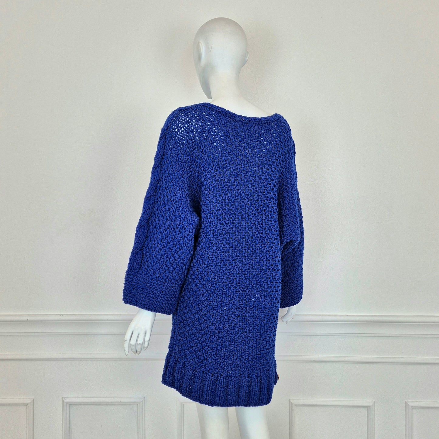 Maxi maglione / abito handmade maglia blu