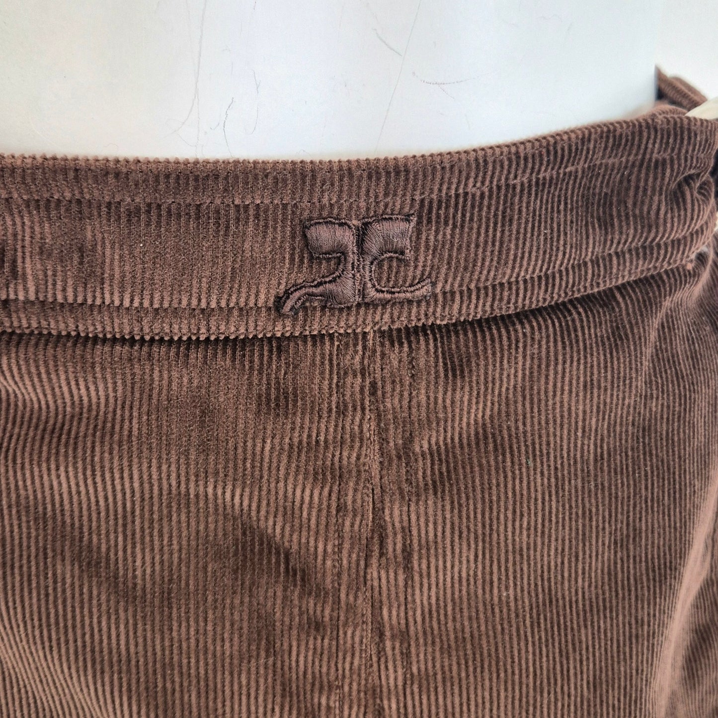 Courrēges | Gonna vintage velluto a righe marrone