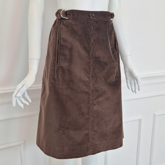 Courrēges | Gonna vintage velluto a righe marrone