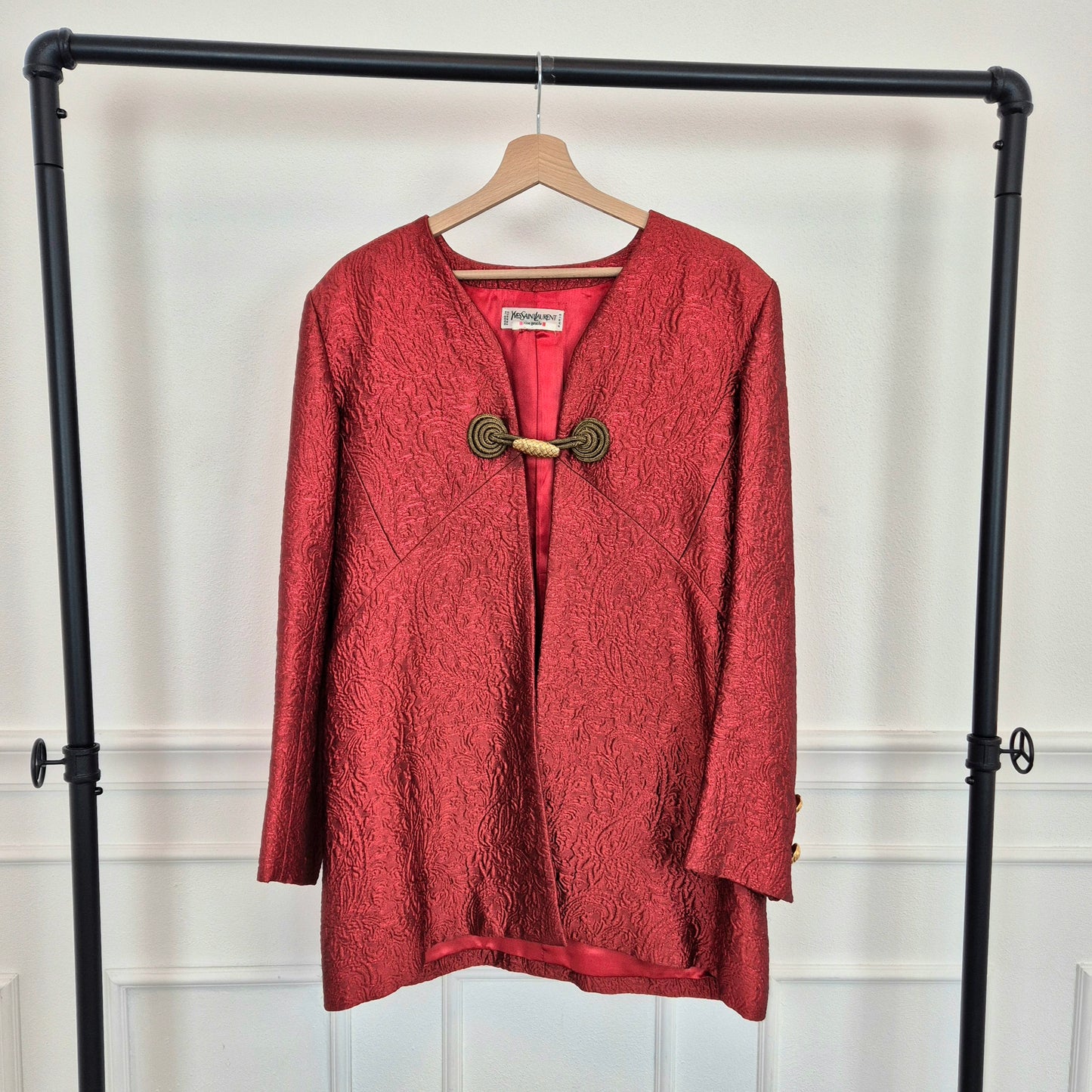 Yves Saint Laurent | Giacca rossa tessuto broccato 1991