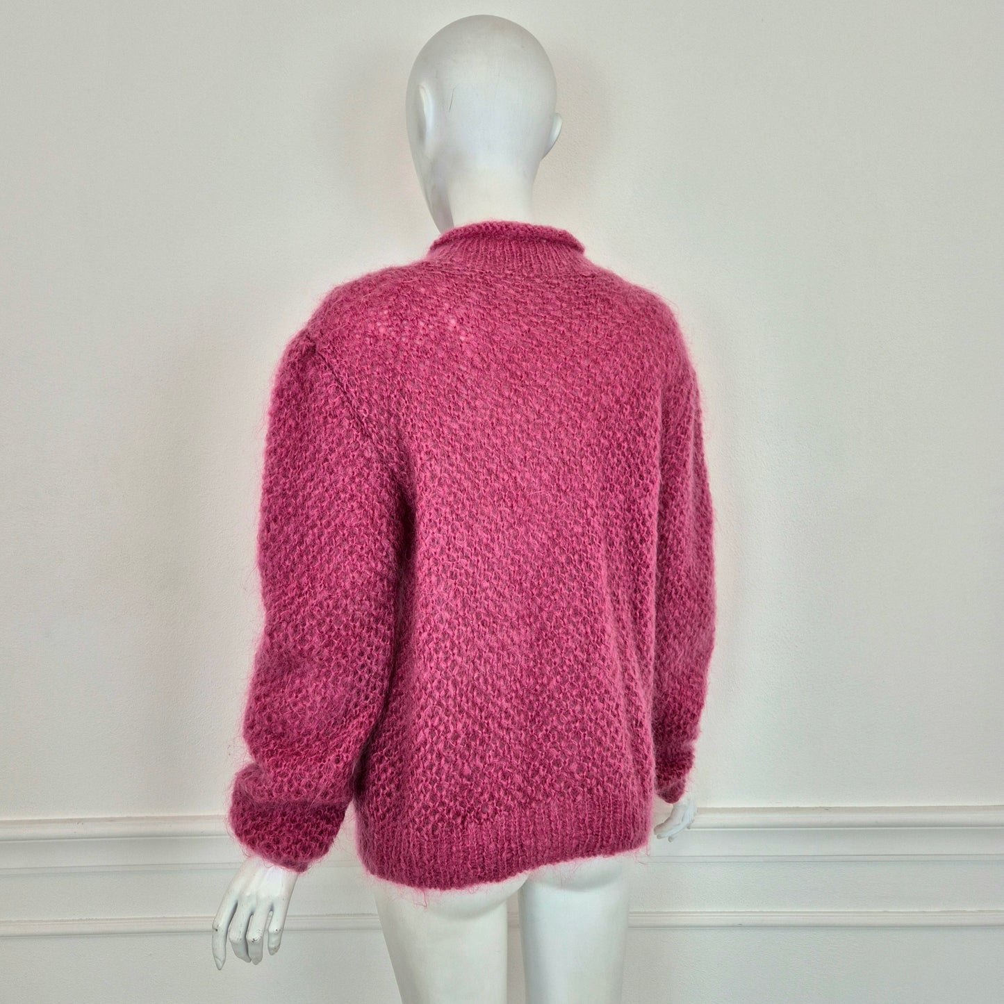 Maglione vintage rosa con filo lurex oro