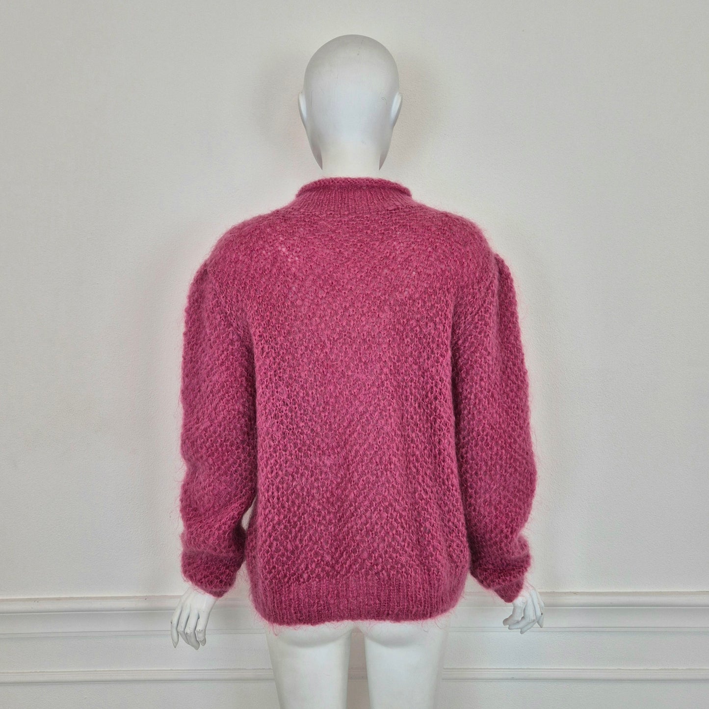 Maglione vintage rosa con filo lurex oro