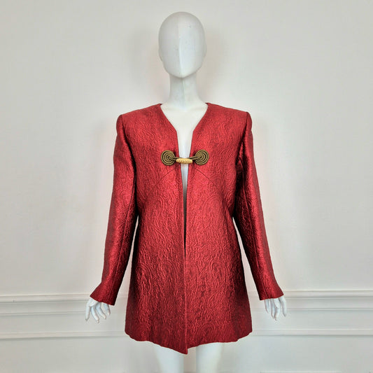 Yves Saint Laurent | Giacca rossa tessuto broccato 1991
