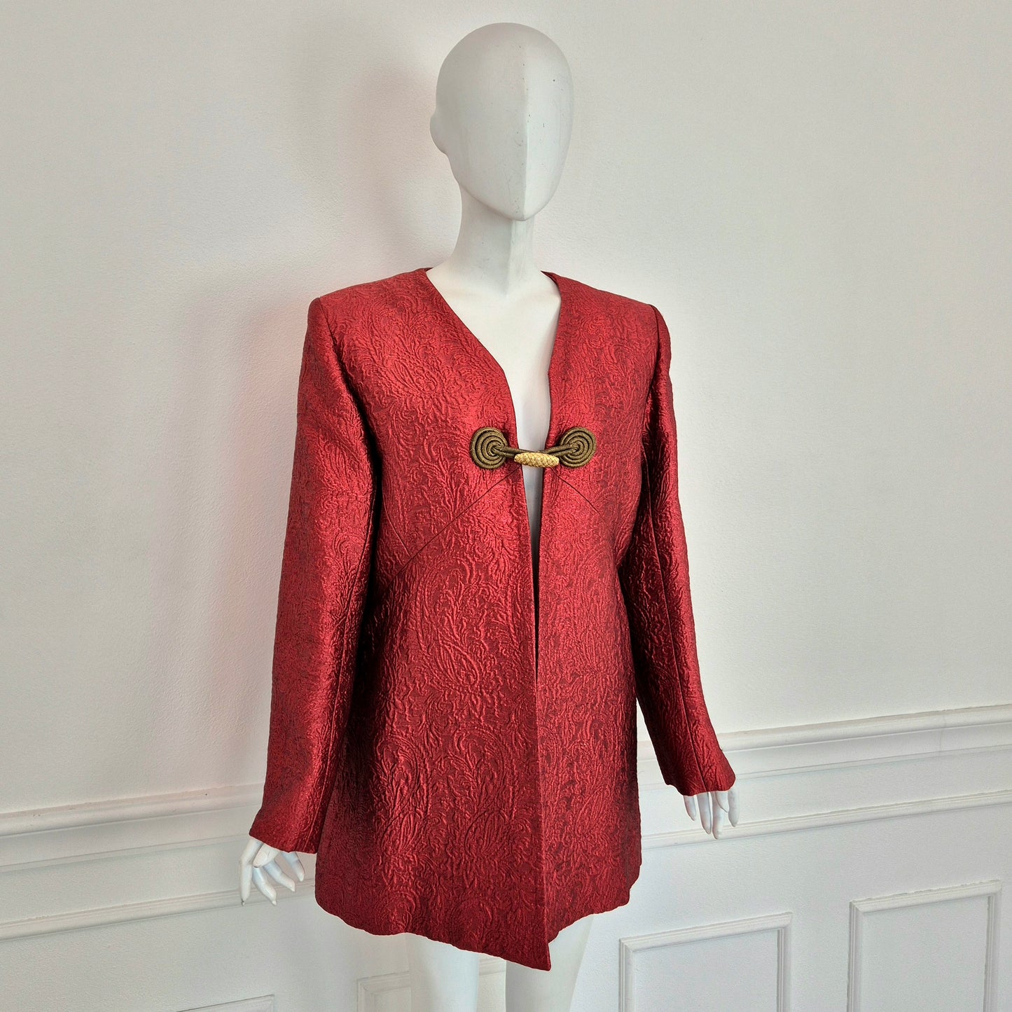 Yves Saint Laurent | Giacca rossa tessuto broccato 1991
