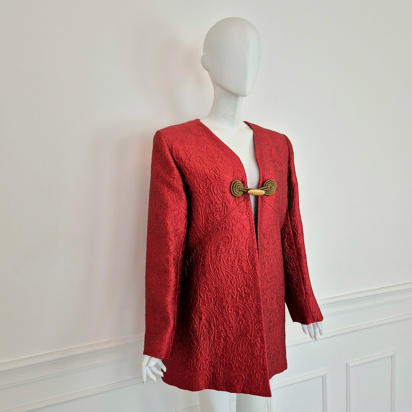Yves Saint Laurent | Giacca rossa tessuto broccato 1991