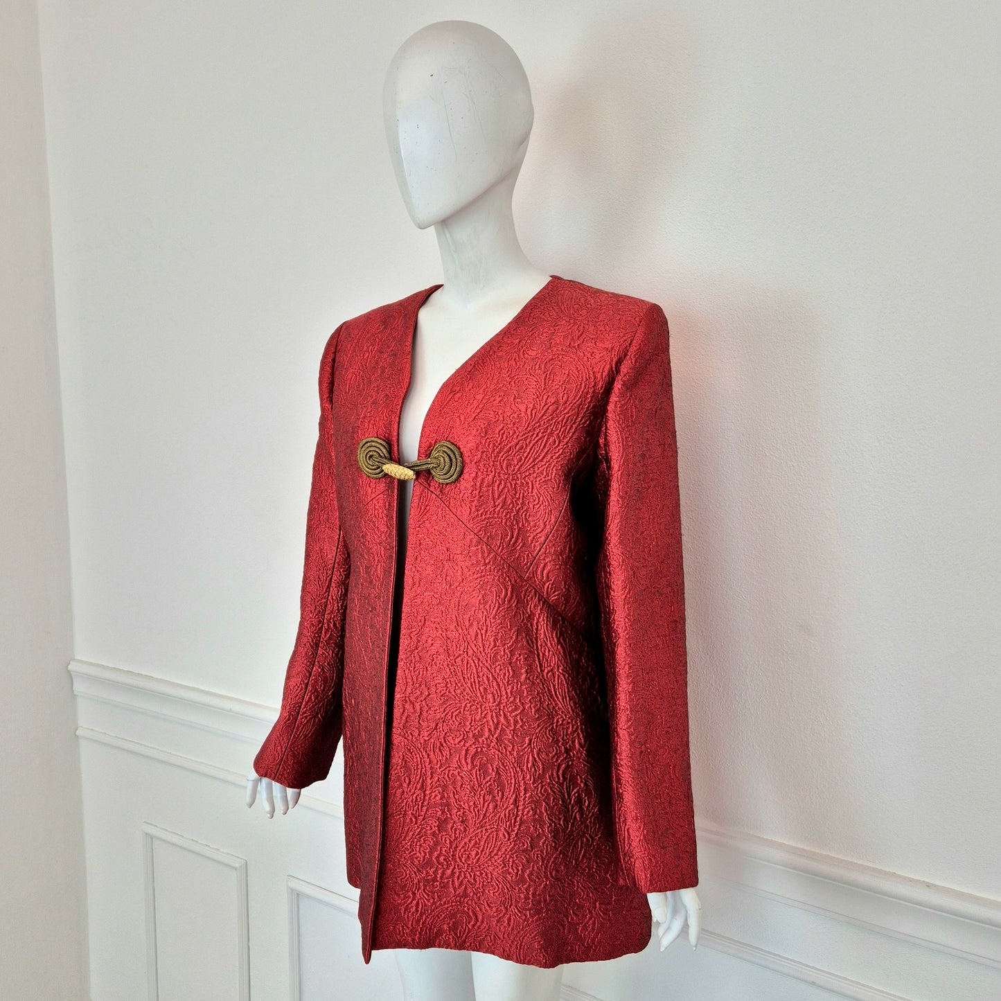 Yves Saint Laurent | Giacca rossa tessuto broccato 1991
